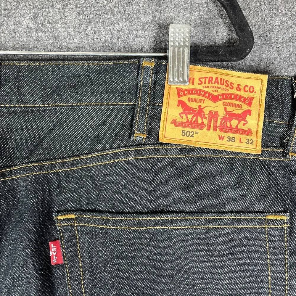 Levis 502 Jeans Dark Wash Tapered 100% Cotton Casual Mens Sze 38x32 #3085